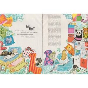 Kid Stuff Childrens Room‎ Decor Illustration Magazine Art Print Vintage 1970